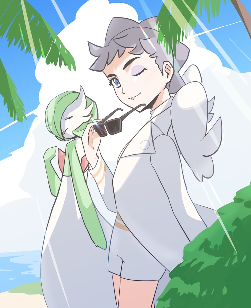 gardevoir and diantha (pokemon and 1 more) drawn by kokodesu_(kokoamann)