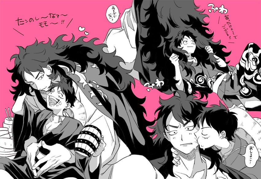 monkey d. luffy and kouzuki momonosuke (one piece) drawn by 2t4r_0p