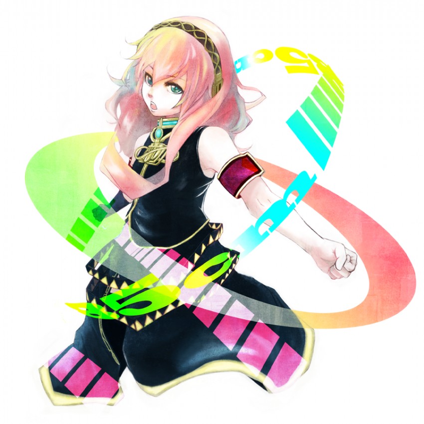megurine luka (vocaloid and 1 more) drawn by hikarinoko