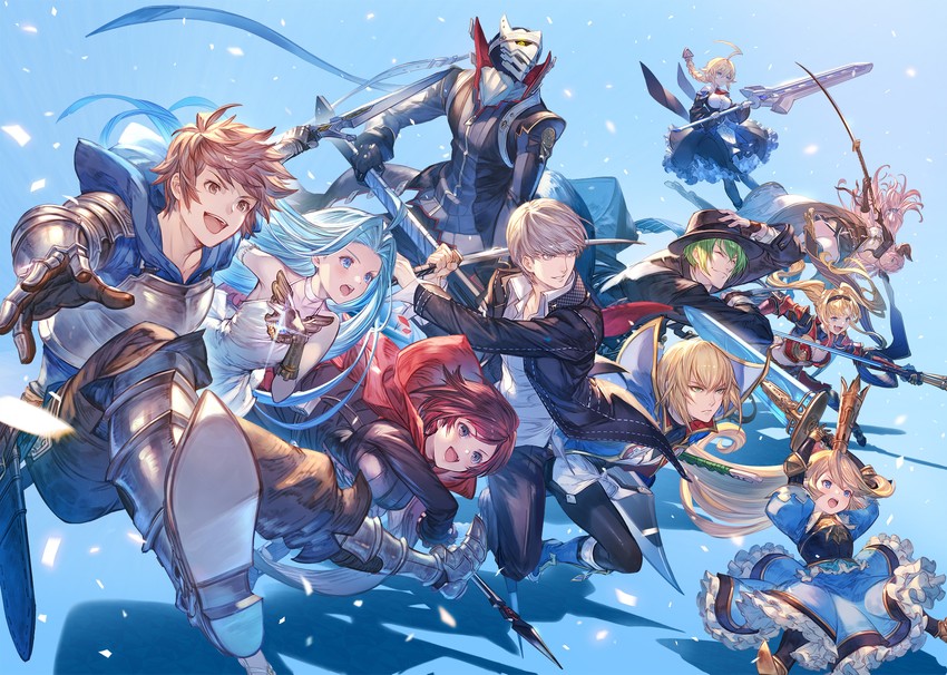 narukami yu, narmaya, ruby rose, gran, zeta, and 6 more (granblue fantasy and 8 more) drawn by minaba_hideo