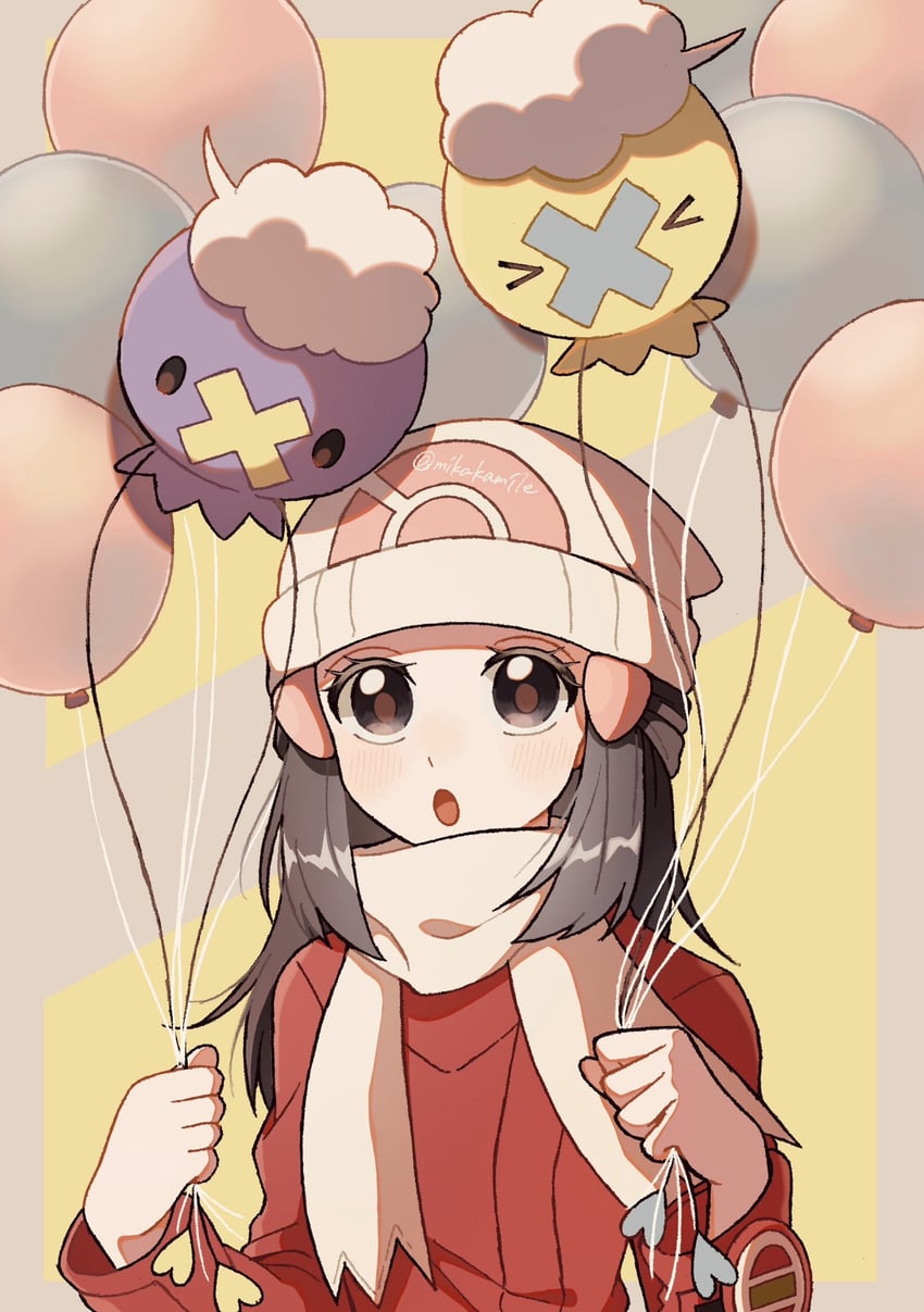dawn and drifloon (pokemon and 2 more) drawn by mikakami1e