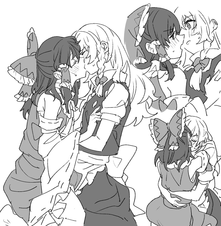 hakurei reimu and kirisame marisa (touhou) drawn by mero_(starfish_jcs)
