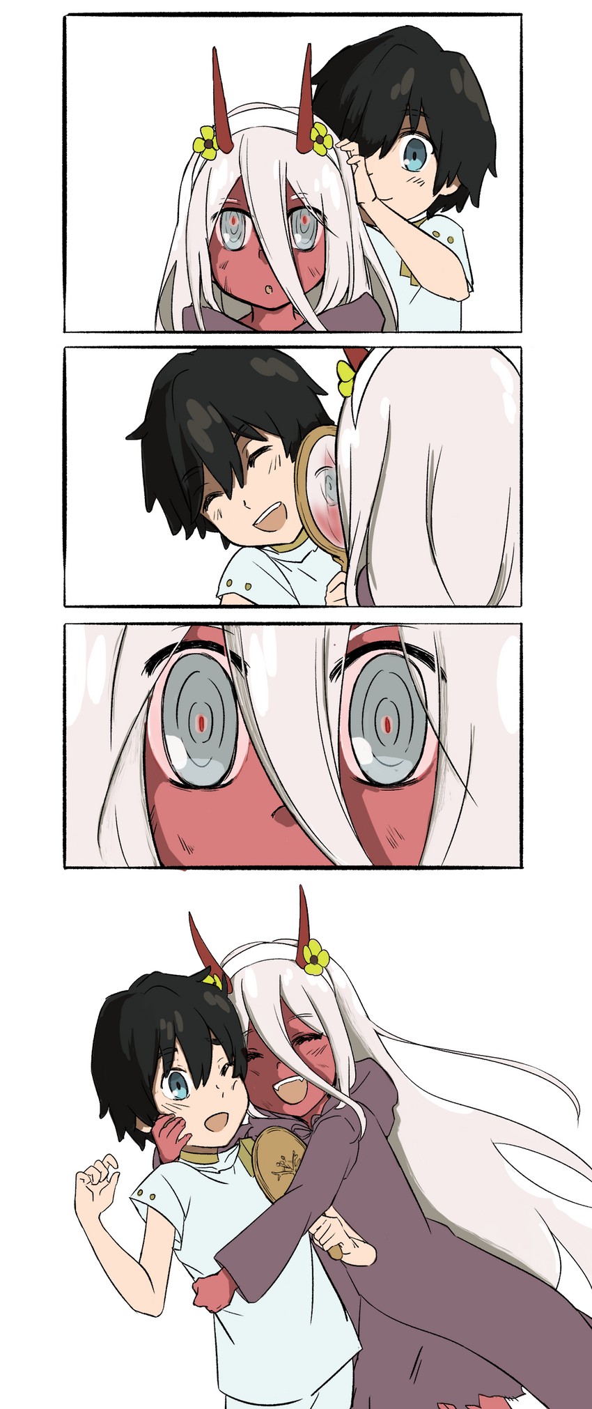 zero two and hiro (darling in the franxx) drawn by hijodelagua