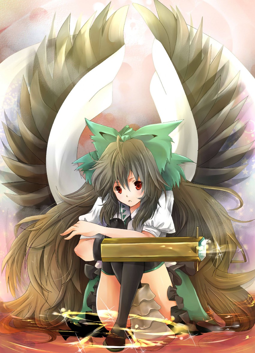 reiuji utsuho (touhou) drawn by kurekore and tanba_anko