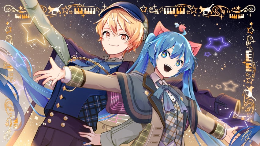 hatsune miku, tenma tsukasa, and wonderlands x showtime miku (vocaloid and 1 more) drawn by wanaxtuco
