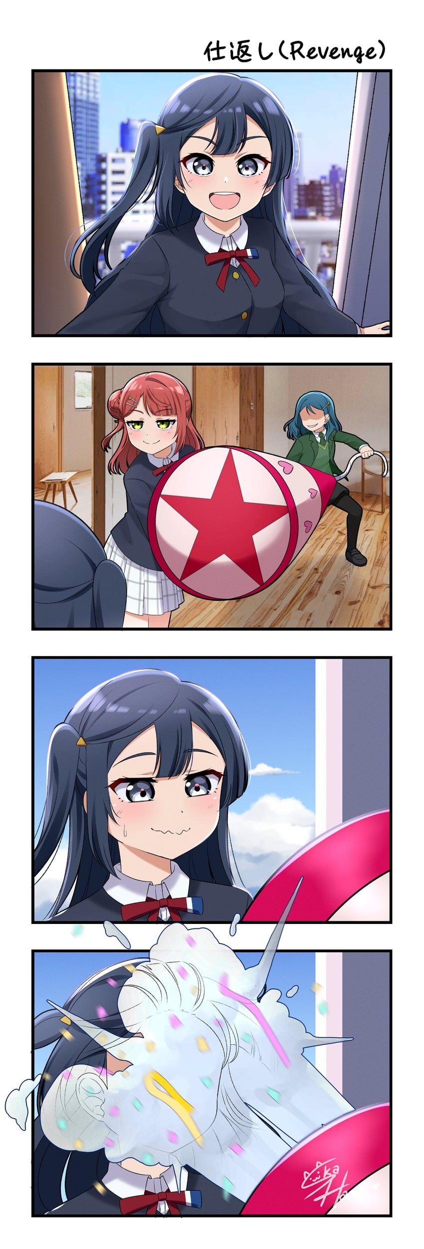 yuki setsuna, uehara ayumu, and aira (love live! and 2 more) drawn by ska.harumi