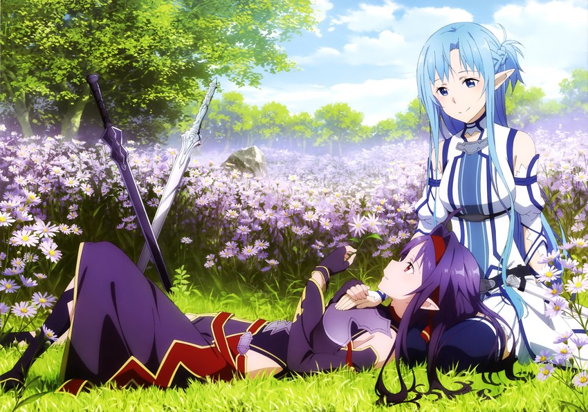 asuna and yuuki (sword art online) drawn by watanabe_keisuke