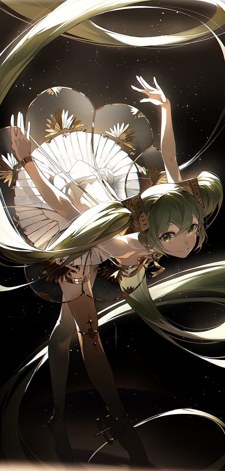 hatsune miku and gramophone miku (vocaloid and 1 more) drawn by xiaojiaju