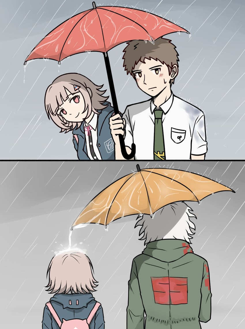 nanami chiaki, komaeda nagito, and hinata hajime (danganronpa and 1 more) drawn by kmnm_1403