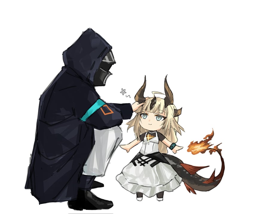 doctor, reed, and reed the flame shadow (arknights) drawn by yazu_(zoddiacz)
