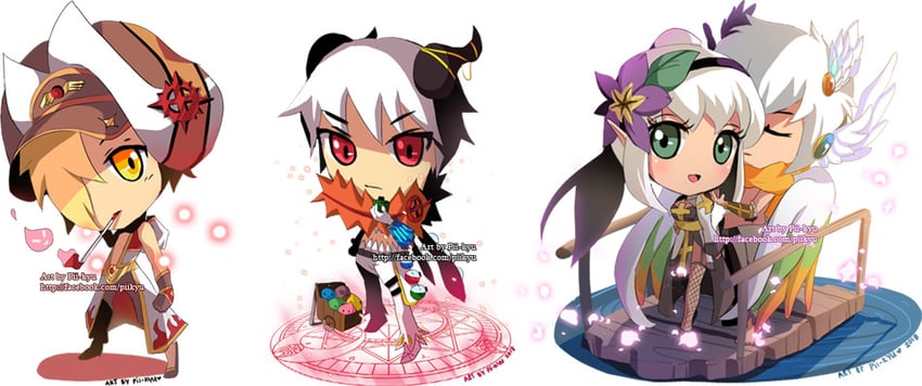 arch bishop, poring, sura, genetic, and champion (ragnarok online) drawn by pkyu