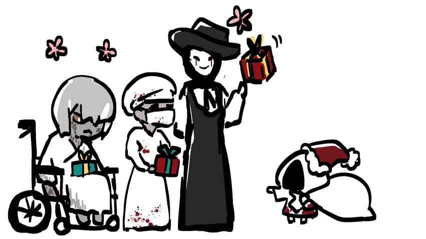 heroine, ms. nurse, mr. wheelchair, and mr. masque (homicipher) drawn by pla_vtuber