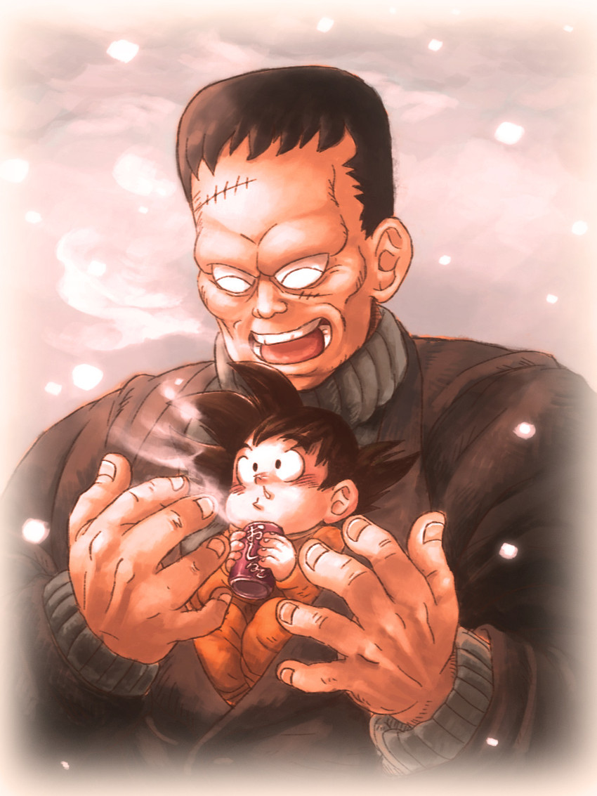 son goku and android 8 (dragon ball) drawn by makumaku