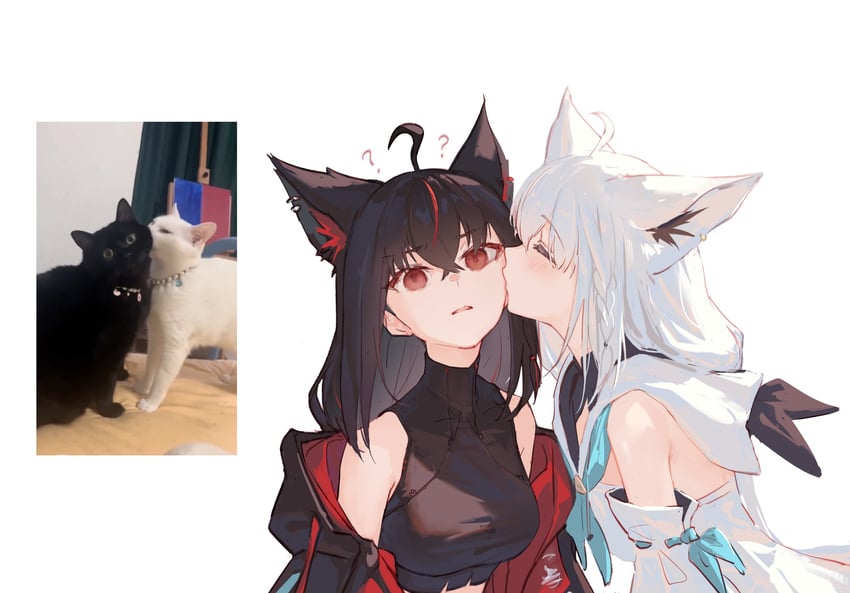 shirakami fubuki and kurokami fubuki (hololive) drawn by hyde_(tabakko)