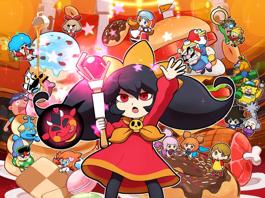 ashley, wario, mona, red, penny crygor, and 15 more (warioware and 1 more) drawn by hoshi_(star-name2000)