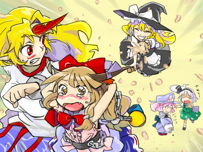 kirisame marisa, konpaku youmu, saigyouji yuyuko, ibuki suika, and hoshiguma yuugi (touhou) drawn by sape_(saperon_black)