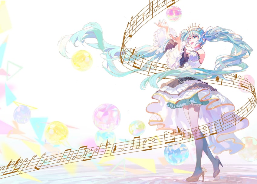 hatsune miku (vocaloid and 1 more) drawn by nashinashi