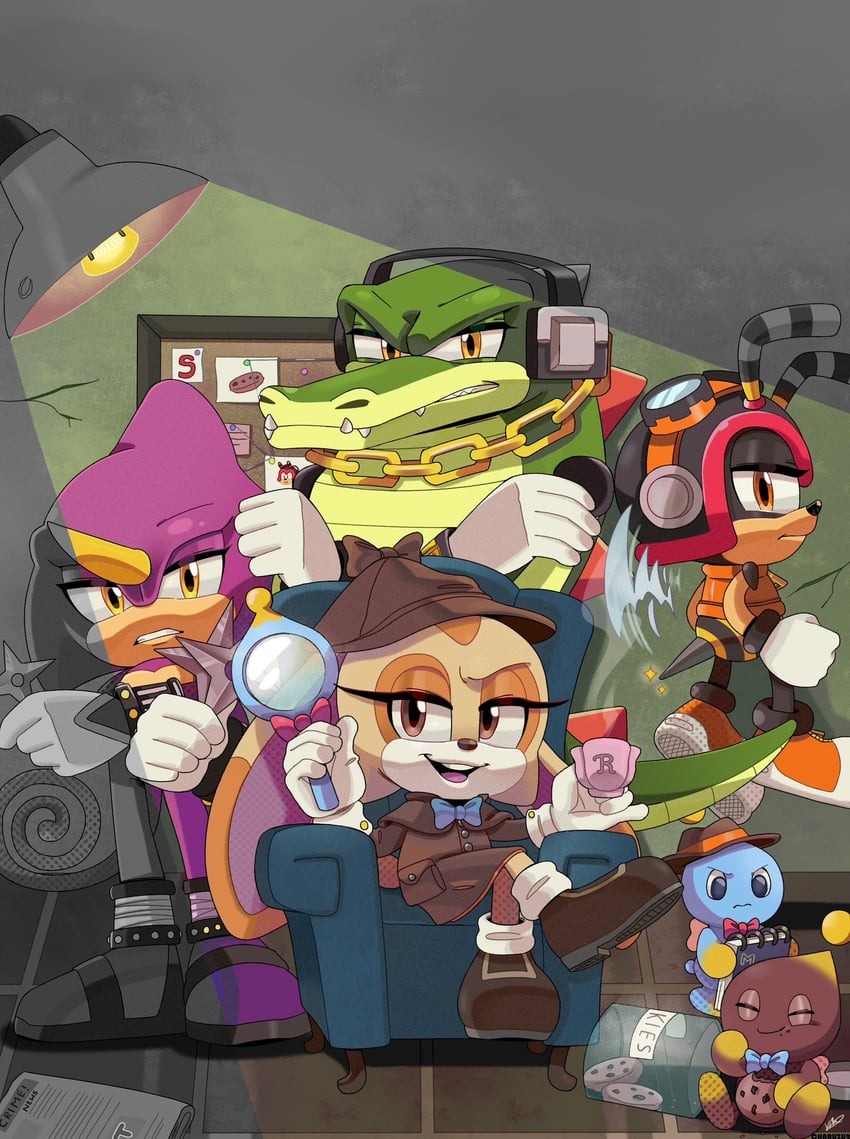 cream the rabbit, neutral chao, cheese, espio the chameleon, vector the crocodile, and 2 more (sonic and 1 more) drawn by charuzu2712