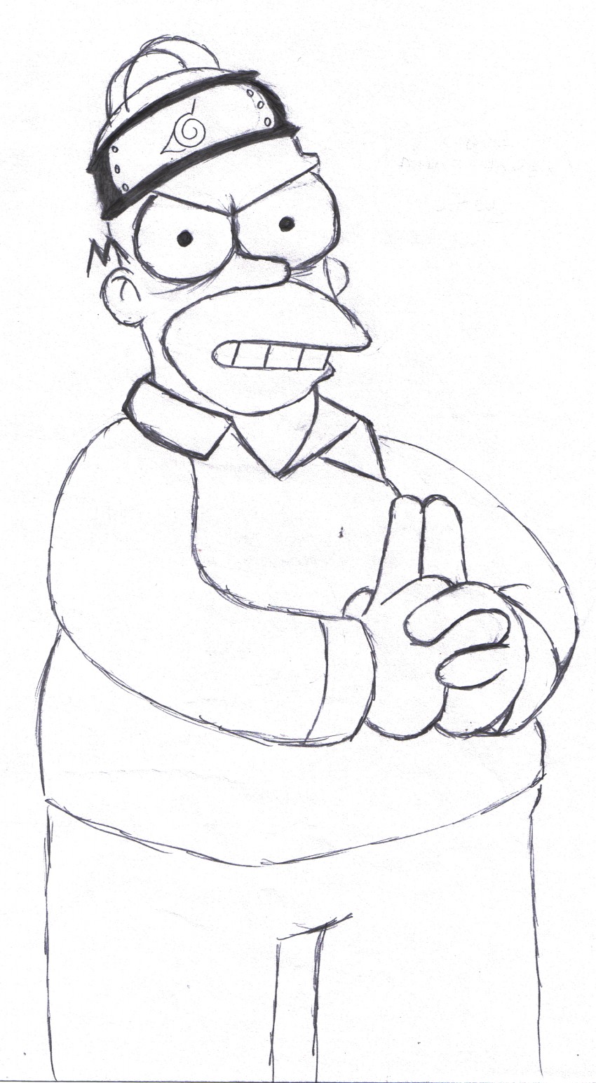 homer simpson (naruto and 1 more) drawn by lee27