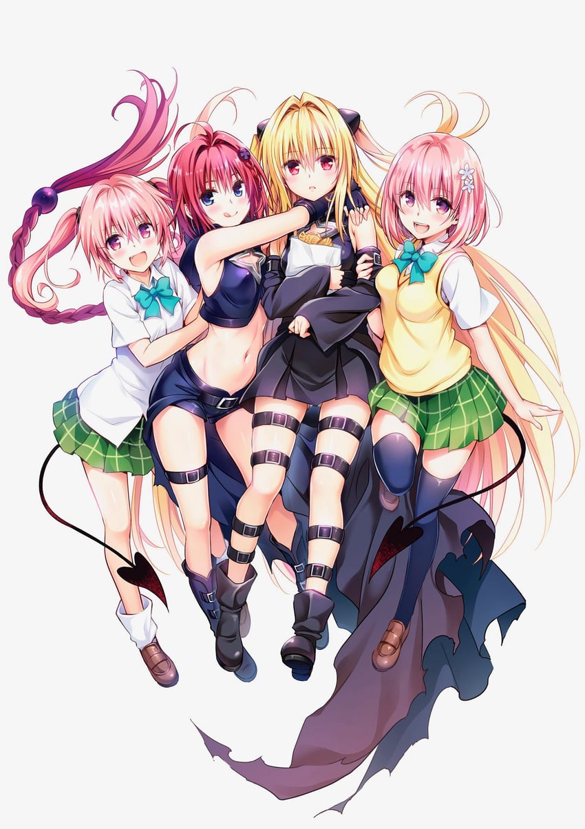 konjiki no yami, momo velia deviluke, nana asta deviluke, and kurosaki mea (to love-ru and 1 more) drawn by yabuki_kentarou