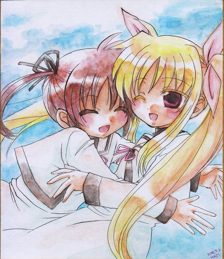 fate testarossa and takamachi nanoha (lyrical nanoha and 2 more) drawn by oresamaoukoku