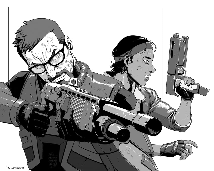 gordon freeman and alyx vance (half-life and 1 more) drawn by decomposedtaco