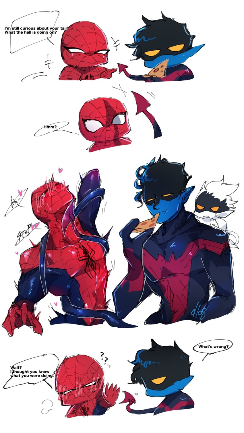 spider-man and nightcrawler (marvel and 2 more) drawn by dlog003166873