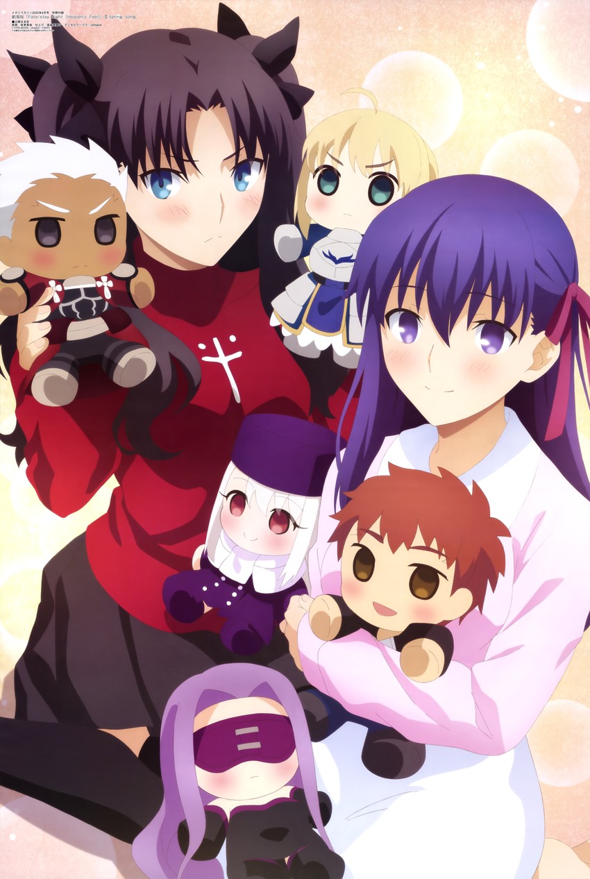 artoria pendragon, saber, tohsaka rin, illyasviel von einzbern, emiya shirou, and 3 more (fate and 2 more) drawn by bandou_mika