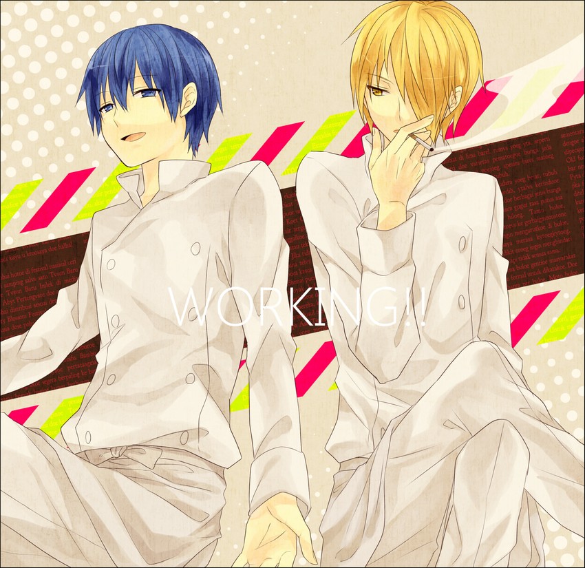 satou jun and souma hiroomi (working!!) drawn by washi_(micino)