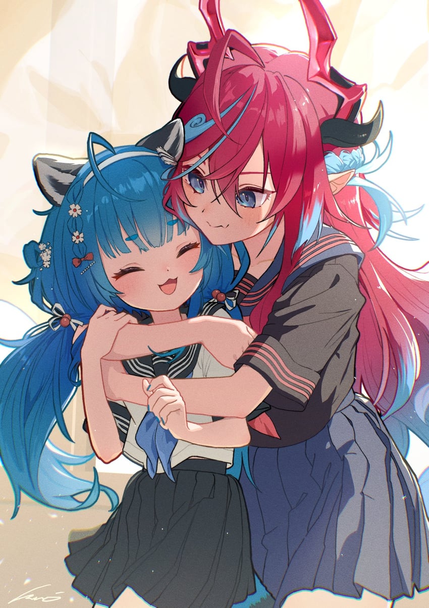 poko rakun and kai saikota (chromashift) drawn by houkou_illust