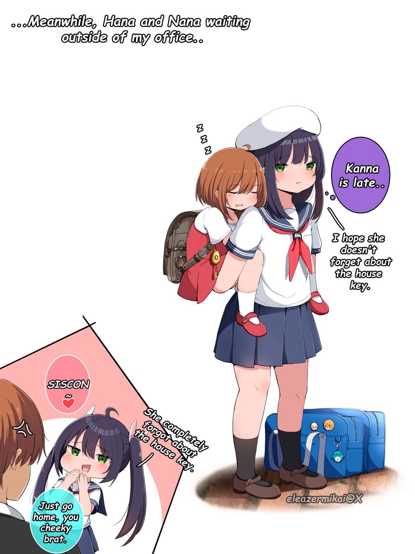 onii-chan, nana, kanna, and hana (original) drawn by eleazarmikai