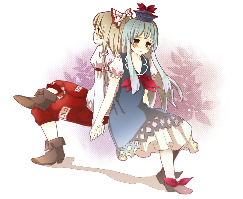 fujiwara no mokou and kamishirasawa keine (touhou) drawn by emuo_(mosao)