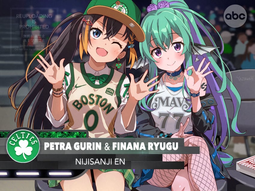 finana ryugu and petra gurin (nijisanji and 4 more) drawn by yazawa_happyaro