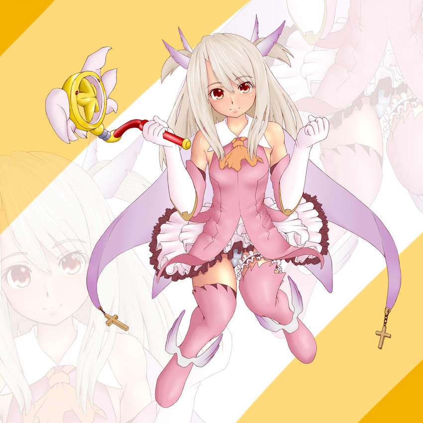 illyasviel von einzbern, prisma illya, and magical ruby (fate and 1 more) drawn by fafnirouka