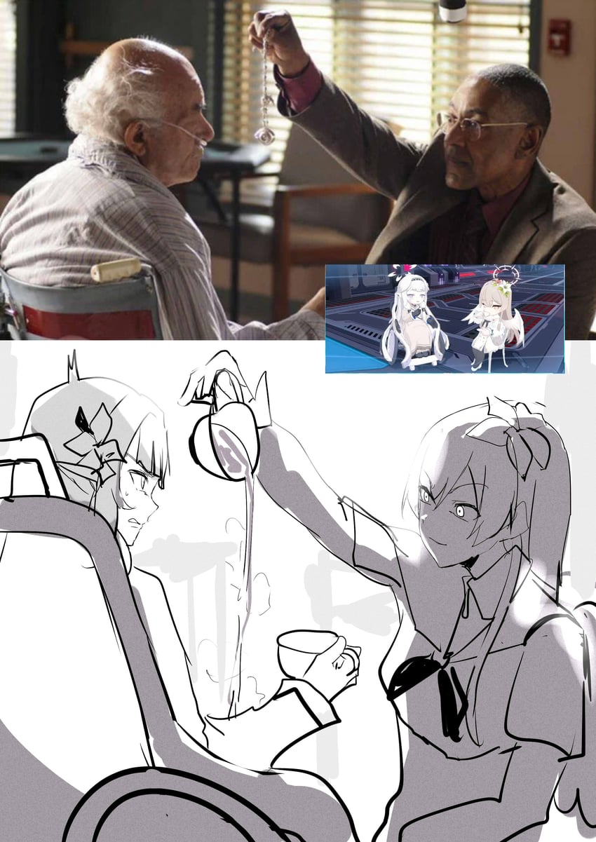 nagisa, himari, gustavo fring, and hector salamanca (blue archive and 1 more)