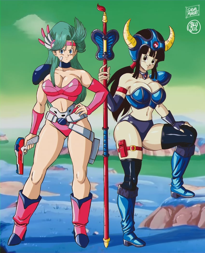 bulma and chi-chi (dragon ball and 1 more) drawn by salvamakoto