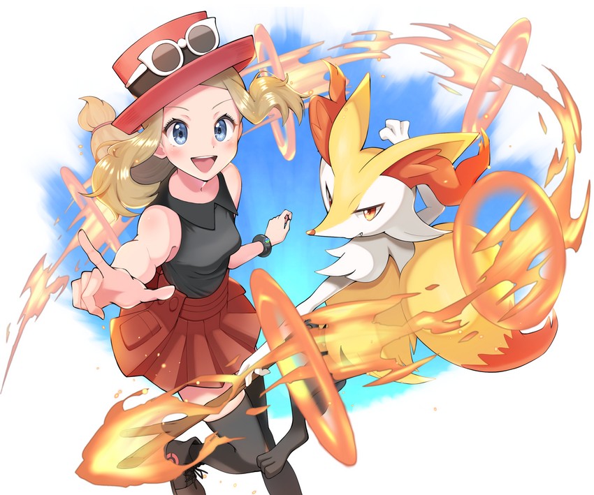 serena and braixen (pokemon and 2 more) drawn by etyaduke