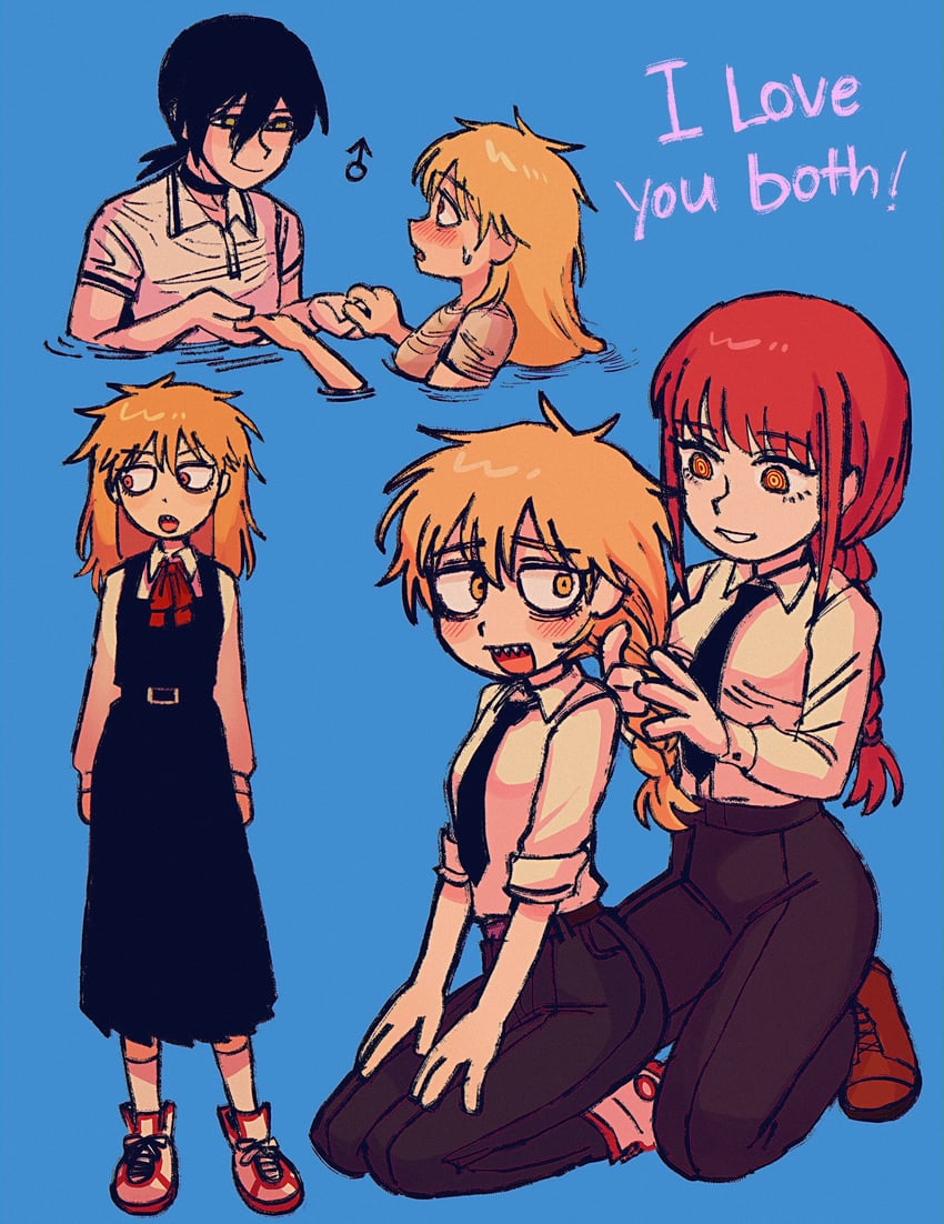 makima, denji, and reze (chainsaw man) drawn by batrobin_k