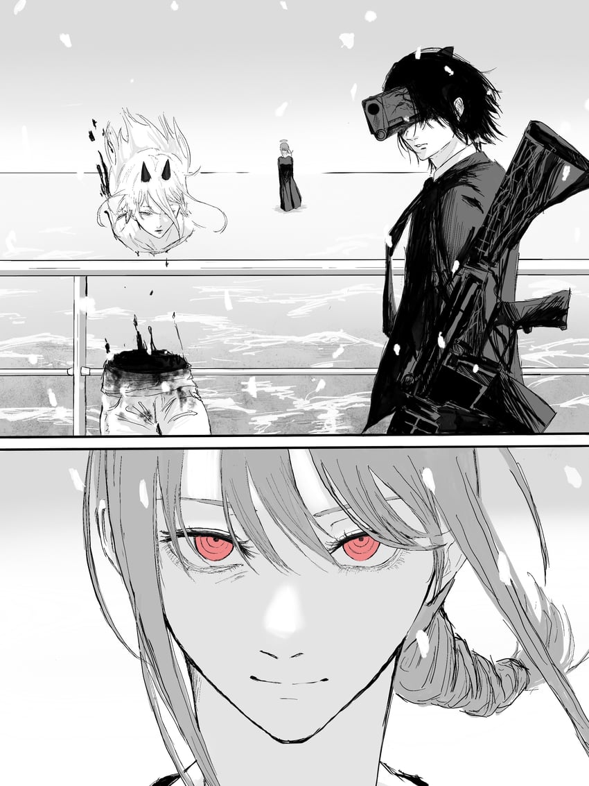 makima, power, hayakawa aki, and gun fiend (chainsaw man) drawn by nabe92213