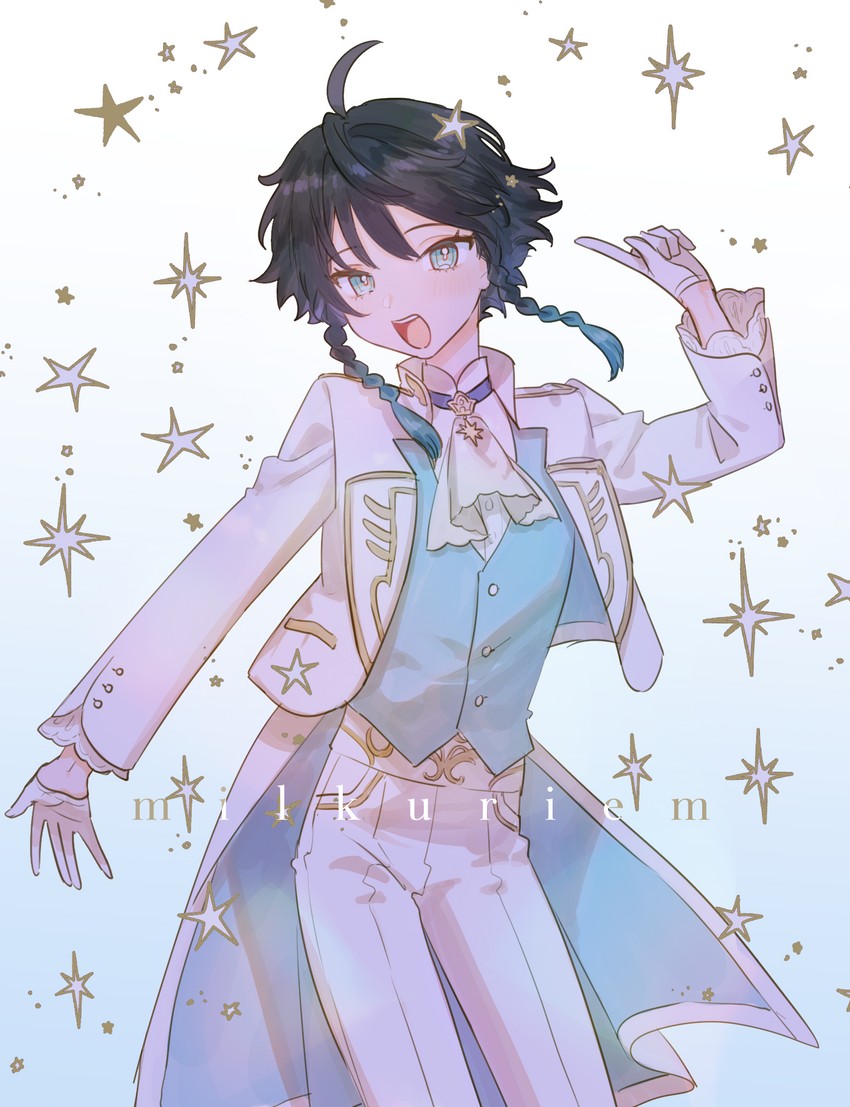 venti (genshin impact and 1 more) drawn by milkuriem