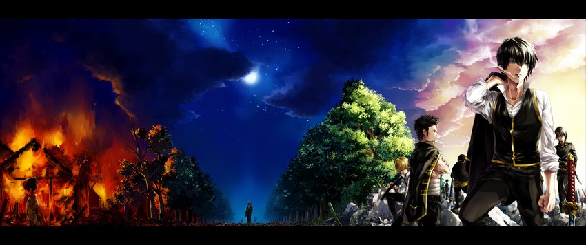 okita sougo, hijikata toushirou, kondou isao, and yamazaki sagaru (gintama) drawn by c_(pixiv06010823)