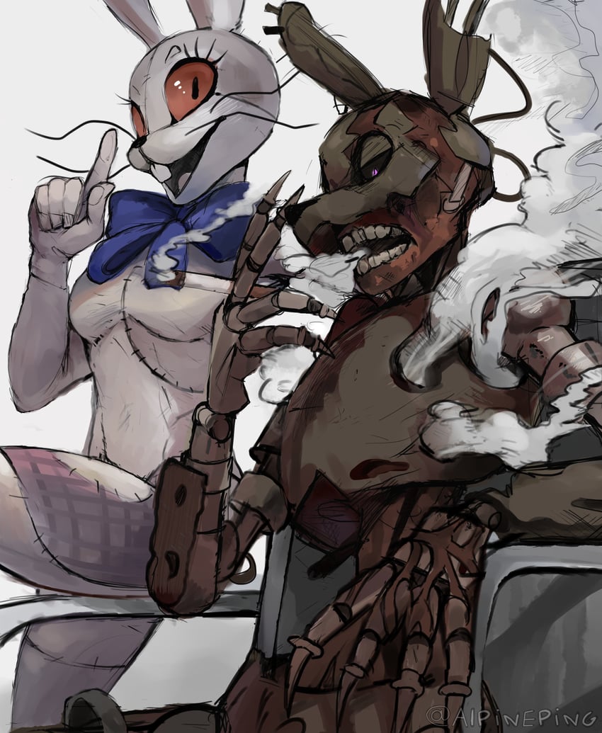 vanny and burntrap (five nights at freddy's and 1 more) drawn by alpineping