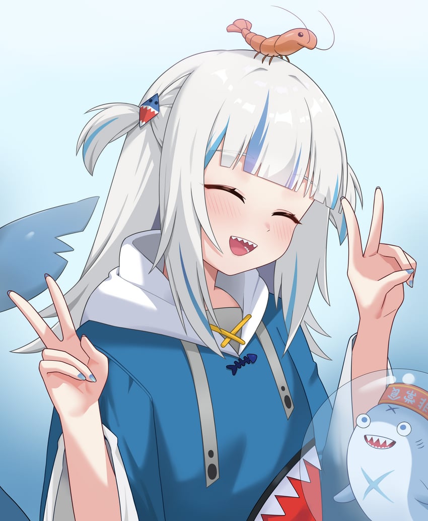 gawr gura, bloop, and ebi-chan (hololive and 1 more) drawn by liu_han