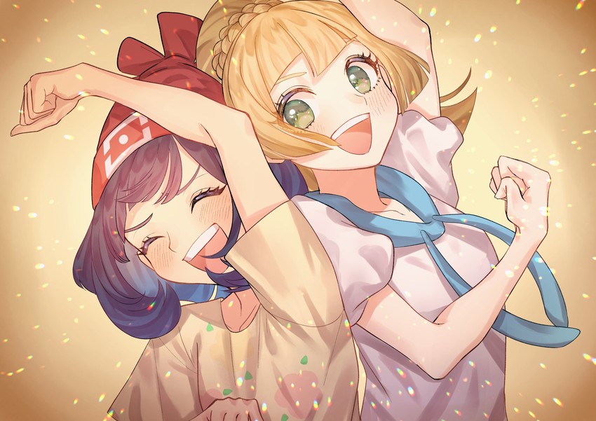lillie and selene (pokemon and 2 more) drawn by yoshiyoshiwa