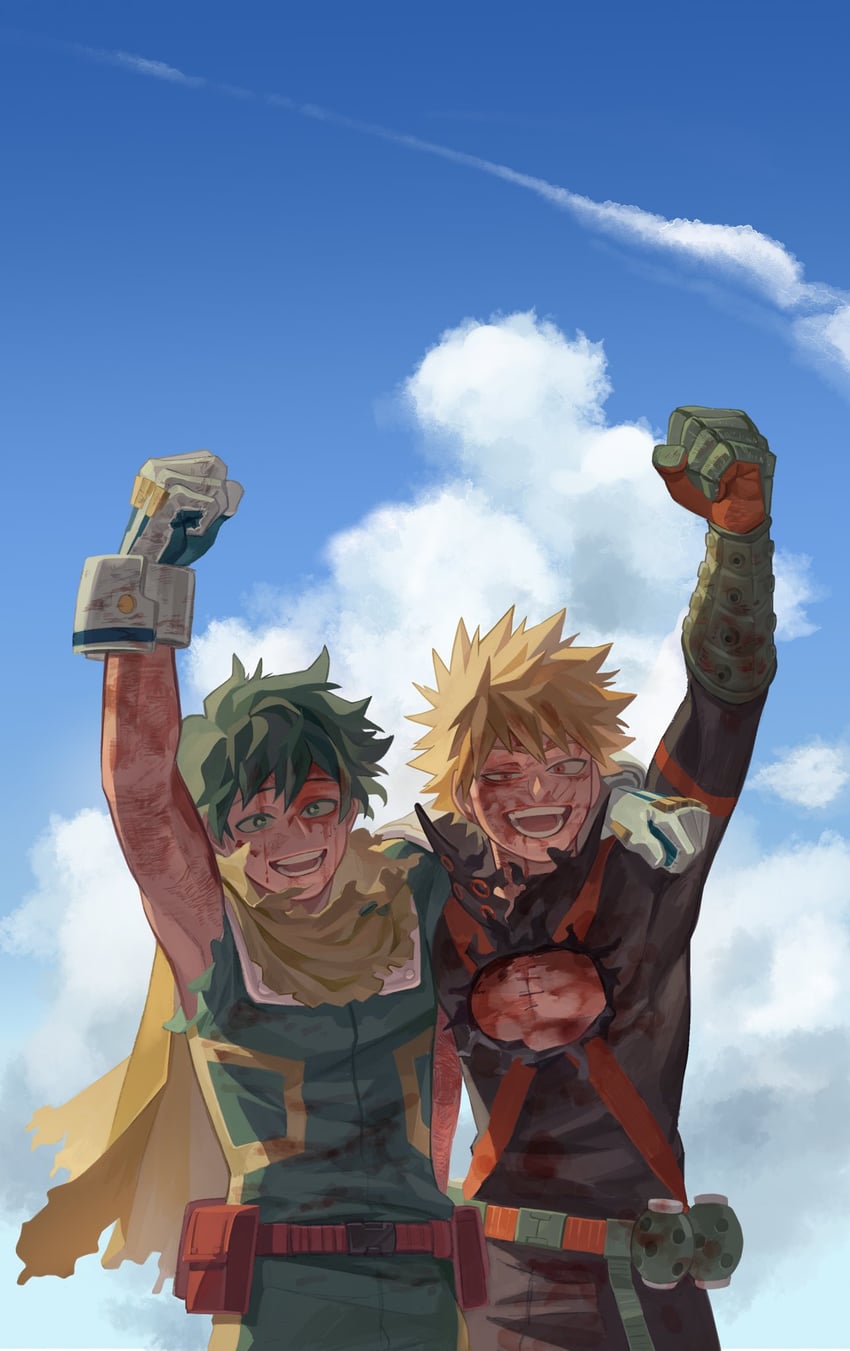 midoriya izuku and bakugou katsuki (boku no hero academia) drawn by nebikkurishita