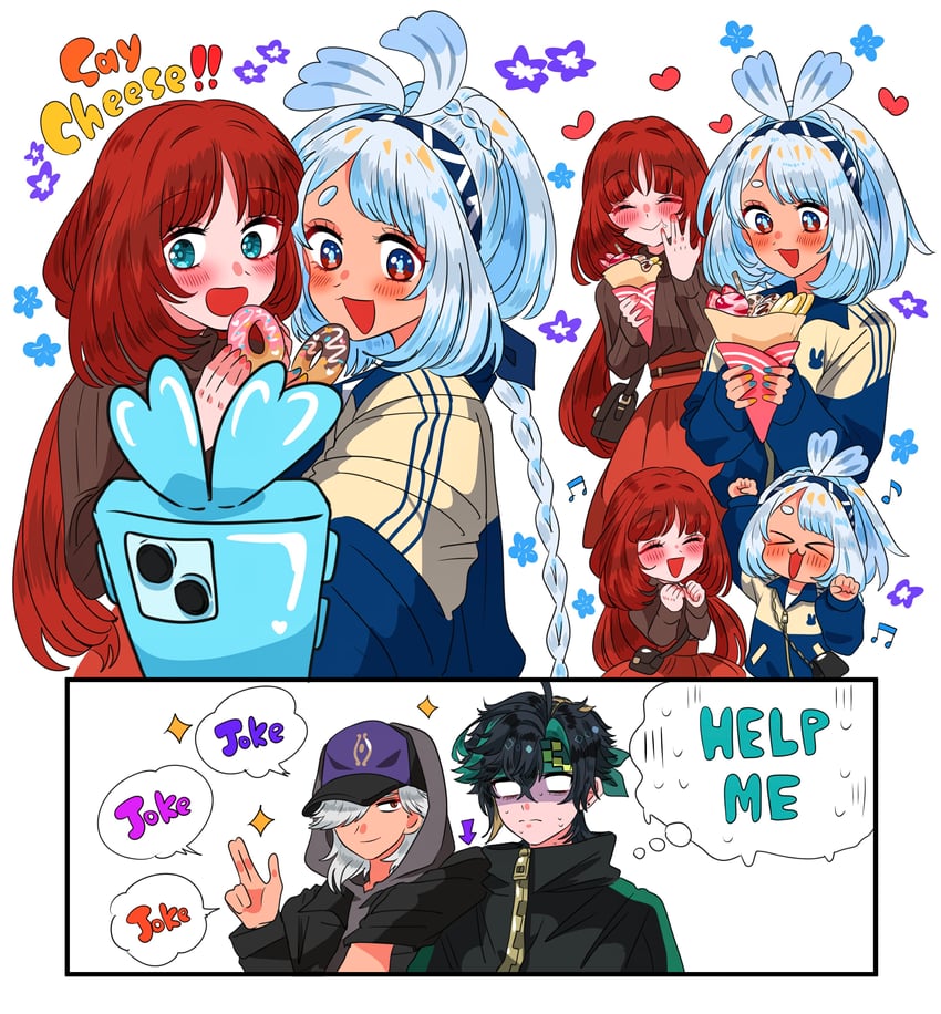 nilou, cyno, mualani, and kinich (genshin impact) drawn by cocotsuko1204