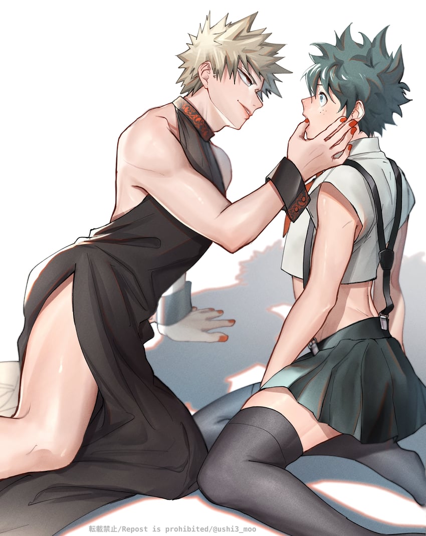 midoriya izuku and bakugou katsuki (boku no hero academia) drawn by ushi3_moo