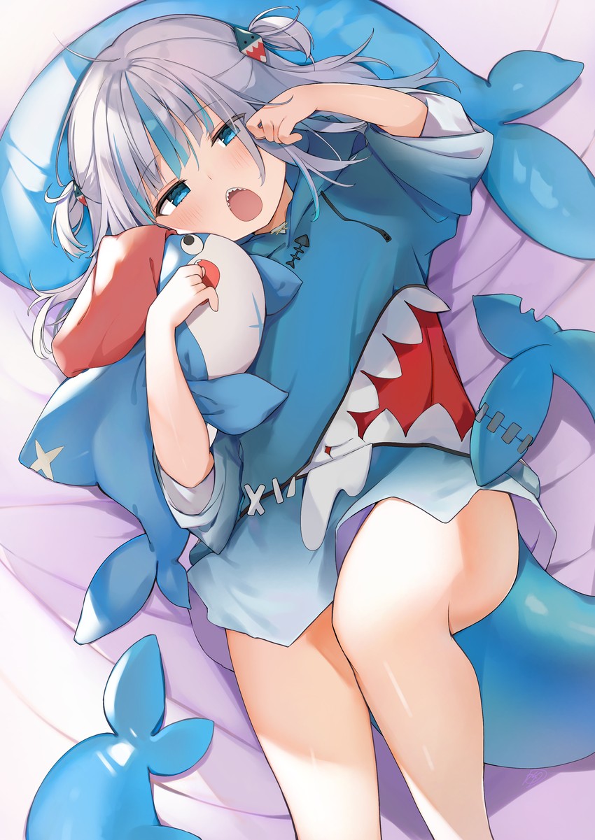 gawr gura and bloop (hololive and 1 more) drawn by shin_no_tenpii