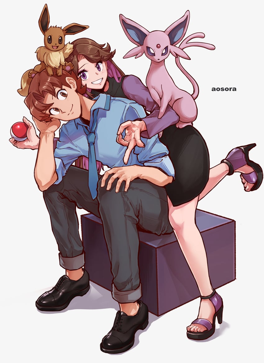 eevee, espeon, and bill (original and 1 more) drawn by aosora2823