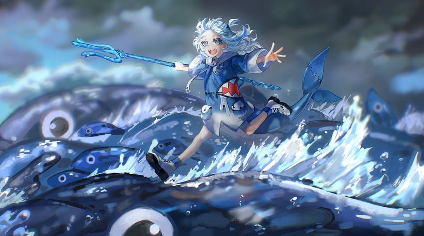 gawr gura (hololive and 2 more) drawn by quasarcake